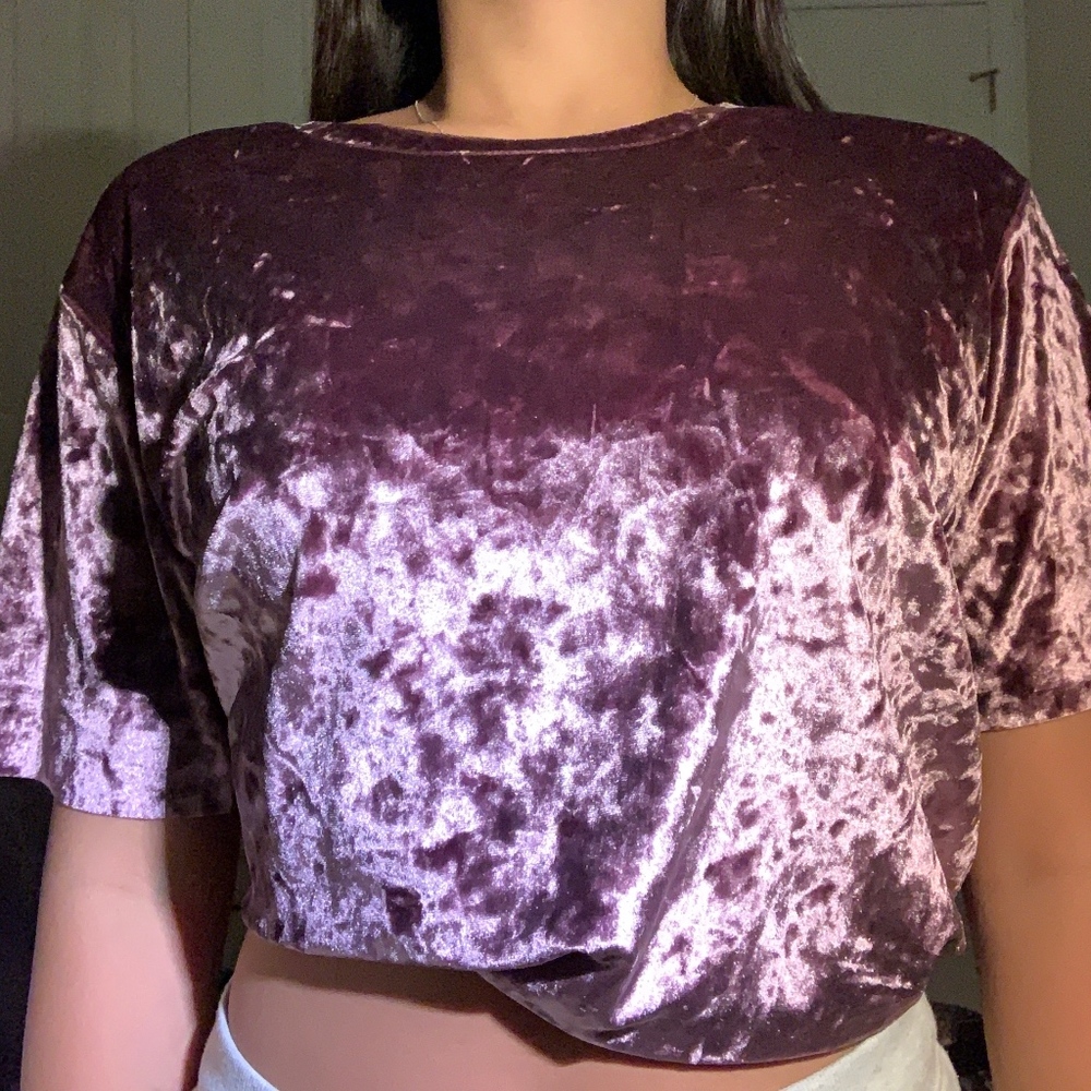 SIMONS velvet short sleeve top